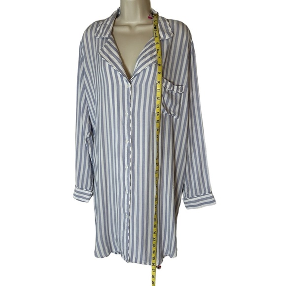 RAILS Acadia Soft Striped Sleep Shirt in White blue size L - Picture 5 of 9